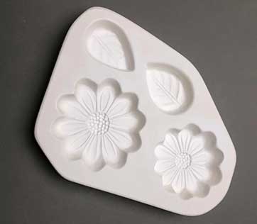 Small Daisies and Leaves frit casting mold